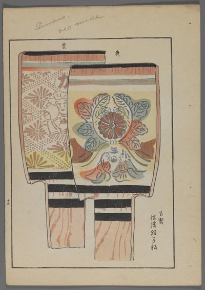 Giochi giapponesi, da Unai no tomo (Gli amici di un bambino) di Shimizu Seifu, 1891-1923. Racchette Hanetsuki con disegni floreali. da Shimizu Seifu
